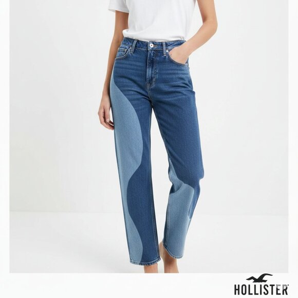 Hollister Denim - Hollister Two-Tone Contrast Jeans Sz 3R – High Rise Straight Leg Denim